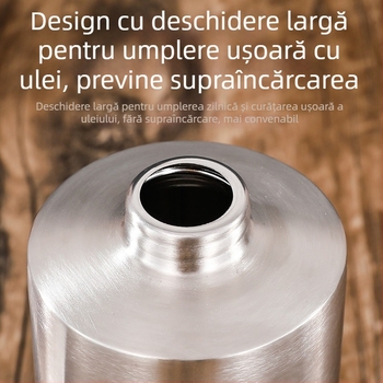 Sticlă pulverizator de ulei din oțel inoxidabil 304, dozator apăsare, pulverizare fină