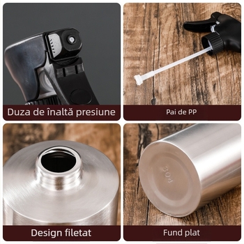 Sticlă pulverizator de ulei din oțel inoxidabil 304, dozator apăsare, pulverizare fină