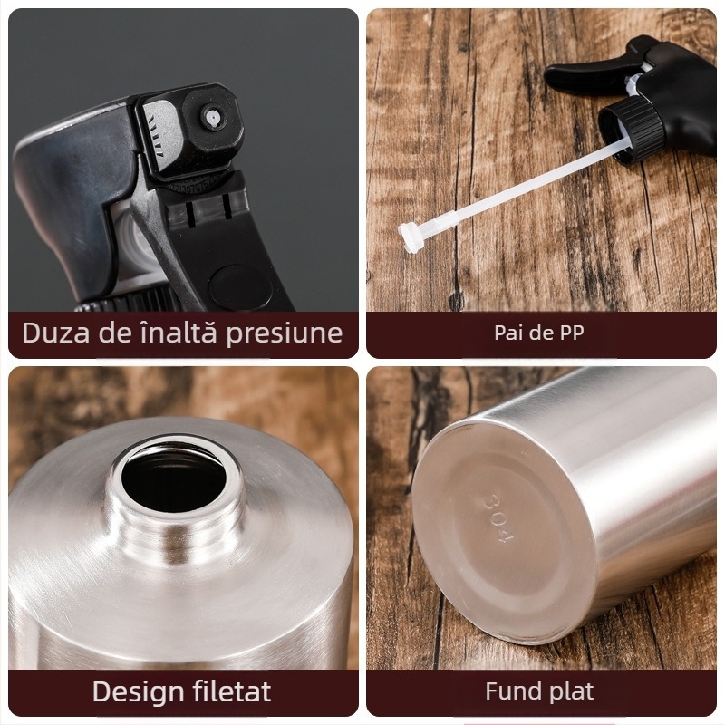 Sticlă pulverizator de ulei din oțel inoxidabil 304, dozator apăsare, pulverizare fină