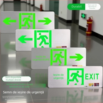 Indicator LED de evacuare la incendiu, semn de ieșire din oțel inoxidabil, 36V