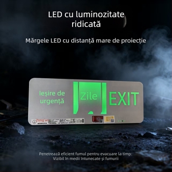 Indicator LED de evacuare la incendiu, semn de ieșire din oțel inoxidabil, 36V
