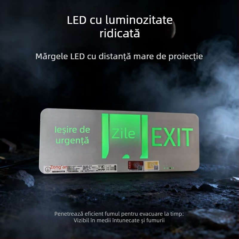 Indicator LED de evacuare la incendiu, semn de ieșire din oțel inoxidabil, 36V