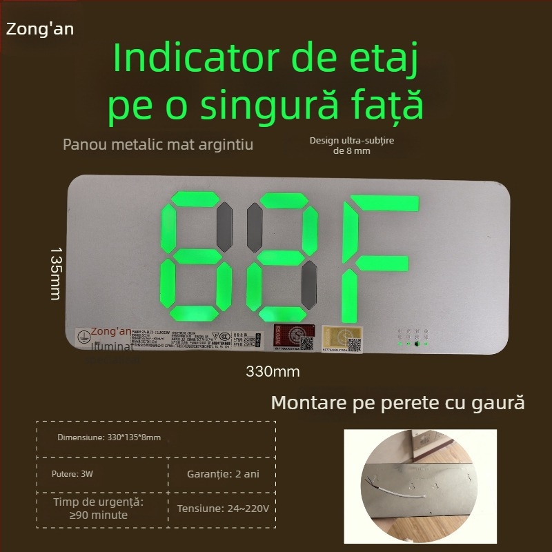 Indicator LED de evacuare la incendiu, semn de ieșire din oțel inoxidabil, 36V