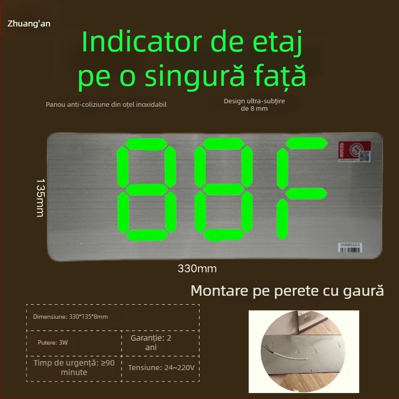 Indicator LED de evacuare la incendiu, semn de ieșire din oțel inoxidabil, 36V
