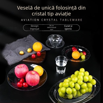 Tăvițe de unică folosință din plastic dur, aspect cristal, pentru uz casnic și banchete