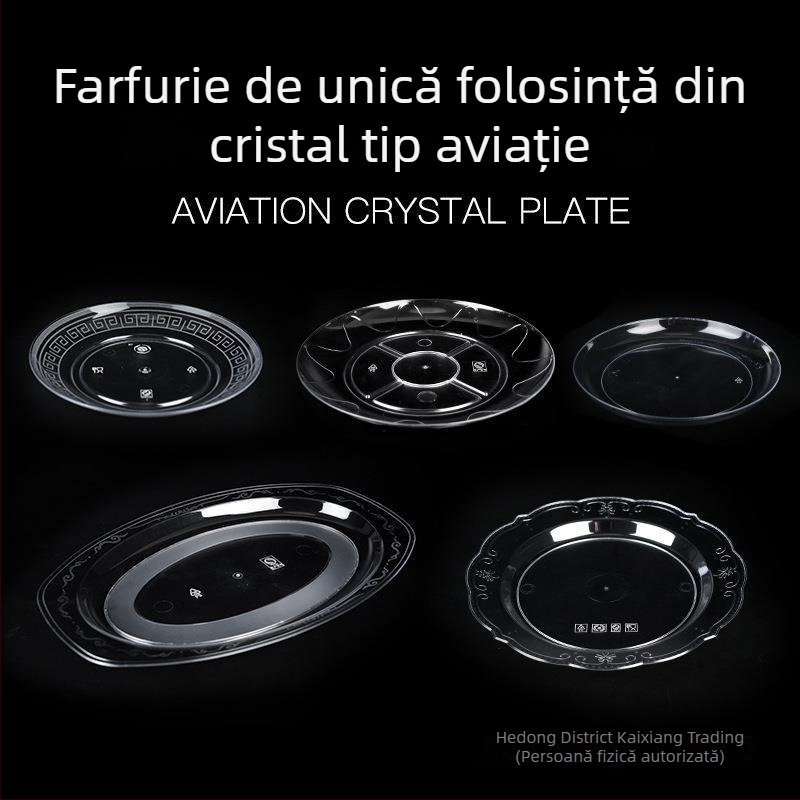 Tăvițe de unică folosință din plastic dur, aspect cristal, pentru uz casnic și banchete