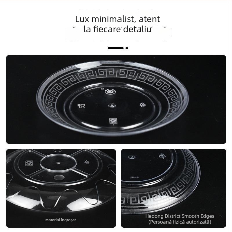 Tăvițe de unică folosință din plastic dur, aspect cristal, pentru uz casnic și banchete