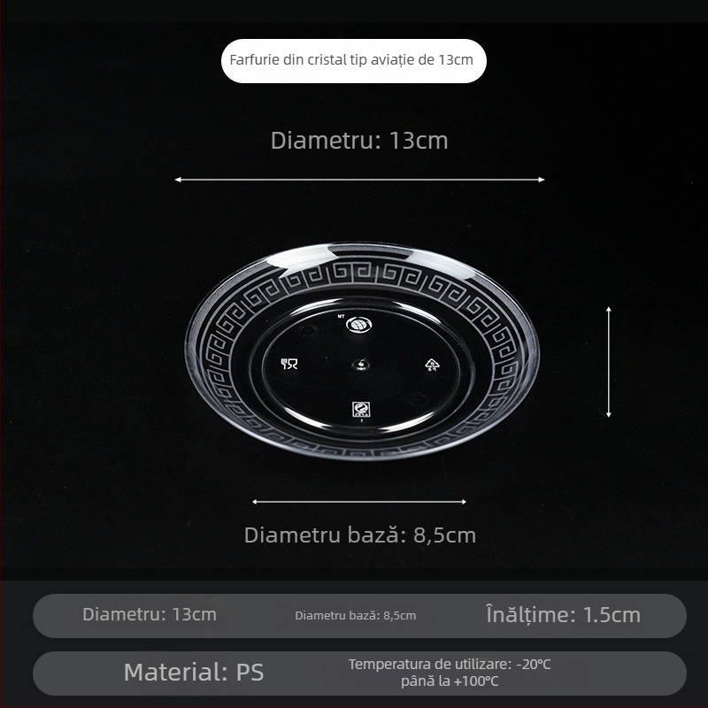 Tăvițe de unică folosință din plastic dur, aspect cristal, pentru uz casnic și banchete