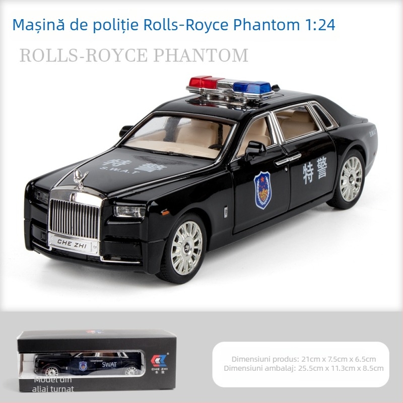 Mașină de poliție din aliaj – model realist 1:24 pentru copii