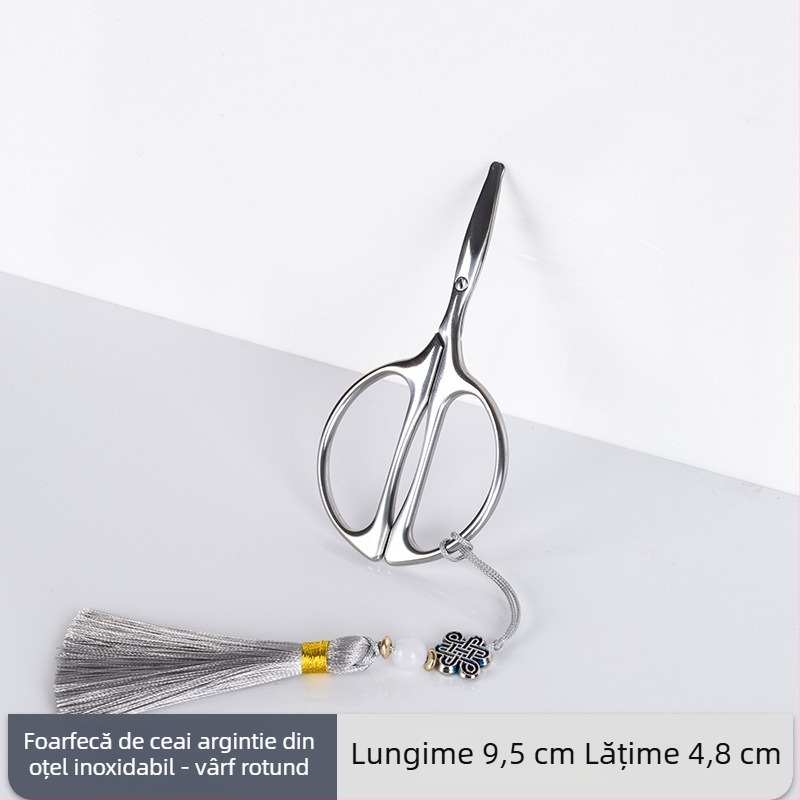 Rongshantang Foarfece de Ceai din Oțel Inoxidabil, Stil Retro Rock Tea și Tieguanyin, Pungă pentru Frunze de Ceai, Mini Foarfece de Ceai, Accesorii pentru Ceremonia Kung Fu a Ceaiului