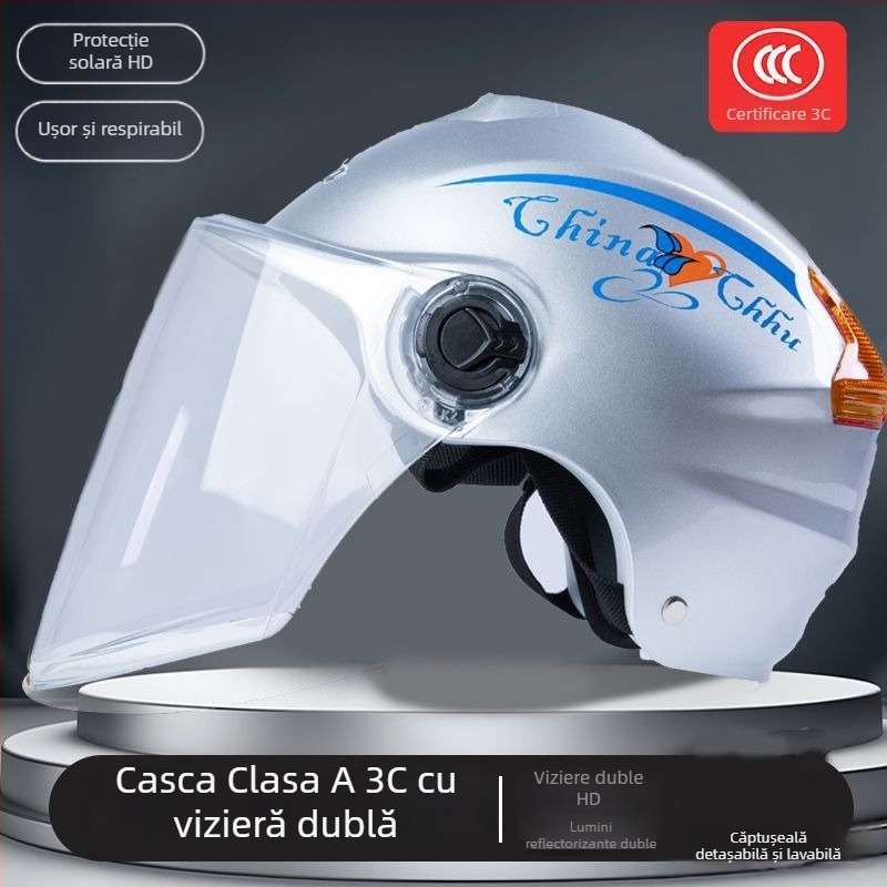 Cască pentru vehicule electrice, certificare 3C, protecție solară de vară, cască semi-închisă pentru motocicletă electrică, cască de siguranță pentru mers