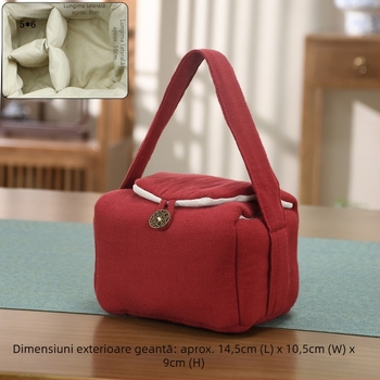 Set gaiwan de ceai cu bol cu capac, ceainic şi două ceşti; geantă din textile pentru depozitare; design robust; personalizare logo; accesorii pentru ceremonia ceaiului.