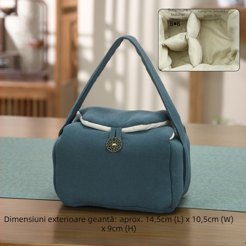 Set gaiwan de ceai cu bol cu capac, ceainic şi două ceşti; geantă din textile pentru depozitare; design robust; personalizare logo; accesorii pentru ceremonia ceaiului.