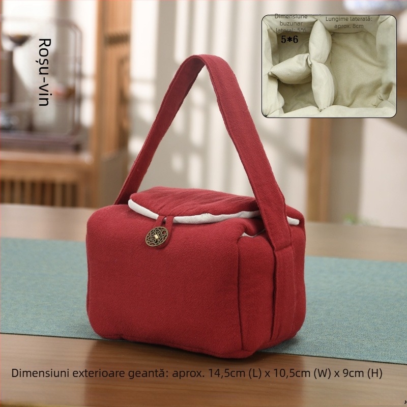 Set gaiwan de ceai cu bol cu capac, ceainic şi două ceşti; geantă din textile pentru depozitare; design robust; personalizare logo; accesorii pentru ceremonia ceaiului.