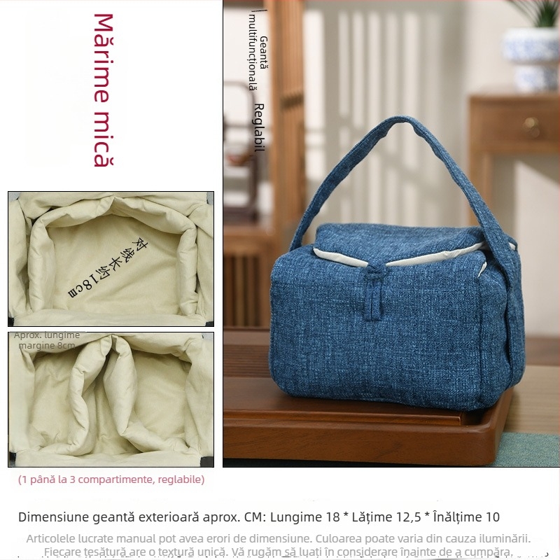 Set gaiwan de ceai cu bol cu capac, ceainic şi două ceşti; geantă din textile pentru depozitare; design robust; personalizare logo; accesorii pentru ceremonia ceaiului.