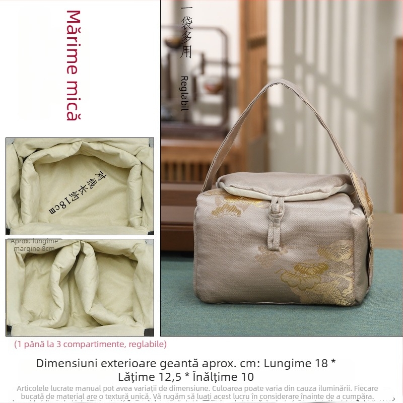 Set gaiwan de ceai cu bol cu capac, ceainic şi două ceşti; geantă din textile pentru depozitare; design robust; personalizare logo; accesorii pentru ceremonia ceaiului.