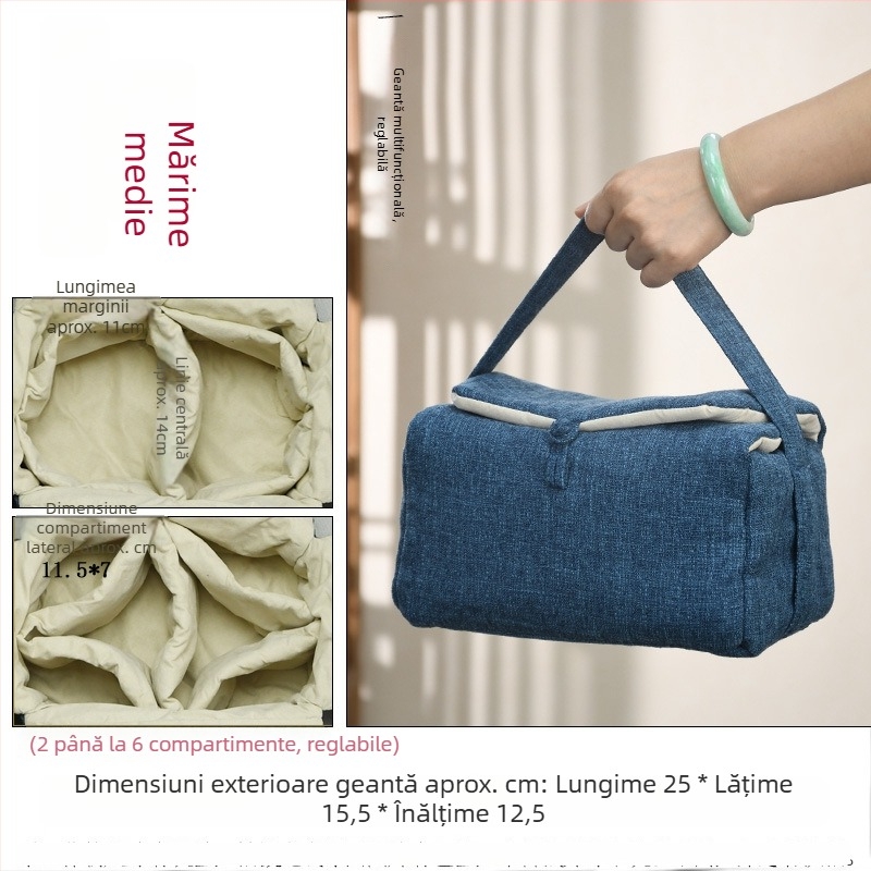 Set gaiwan de ceai cu bol cu capac, ceainic şi două ceşti; geantă din textile pentru depozitare; design robust; personalizare logo; accesorii pentru ceremonia ceaiului.