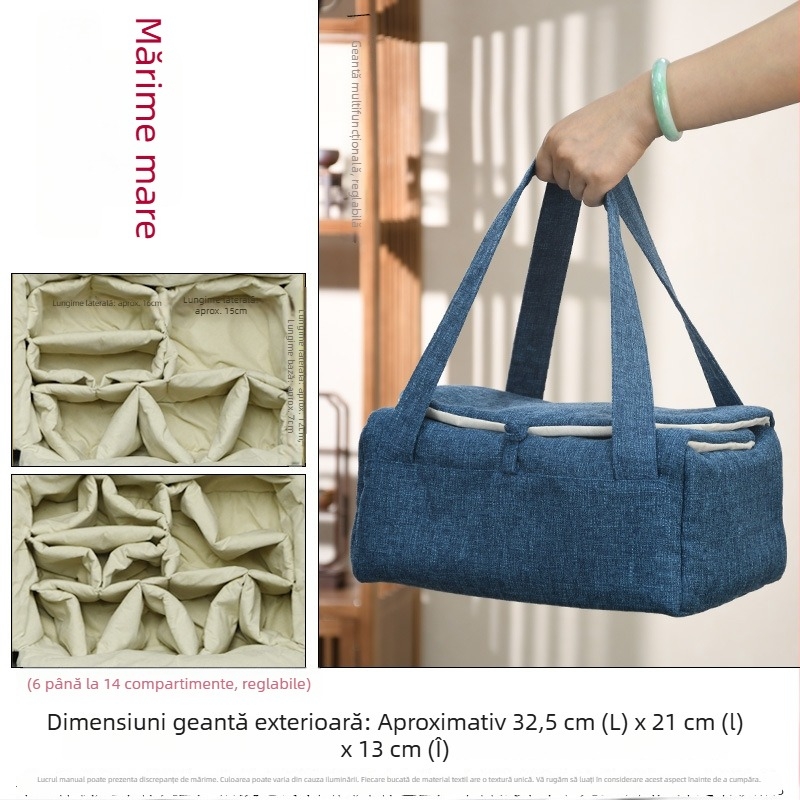 Set gaiwan de ceai cu bol cu capac, ceainic şi două ceşti; geantă din textile pentru depozitare; design robust; personalizare logo; accesorii pentru ceremonia ceaiului.