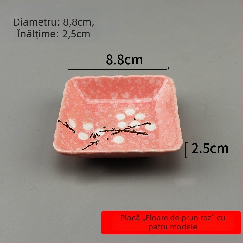 Vas de dip din porțelan – farfurie rotundă din ceramică pentru sosuri și condimente, potrivită pentru dumplings și barbecue; compatibil cu cuptorul cu microunde; modele variate