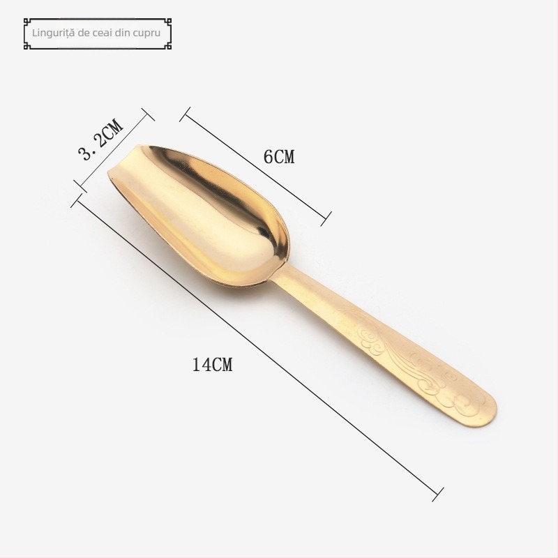 Set din alamă pentru ceremonia ceaiului – Şase domni: clește pentru ceai, cuțit pentru ceai, lingură pentru ceai, pensetă pentru ceai, ac pentru ceai, recipient pentru ceai și accesorii