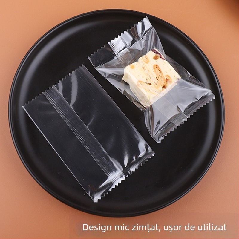 Saci transparente sigilate cu margine zig-zag pentru biscuiți cu nugat, Mooncakes Mid-Autumn, ambalaj pudră ceai cu flori