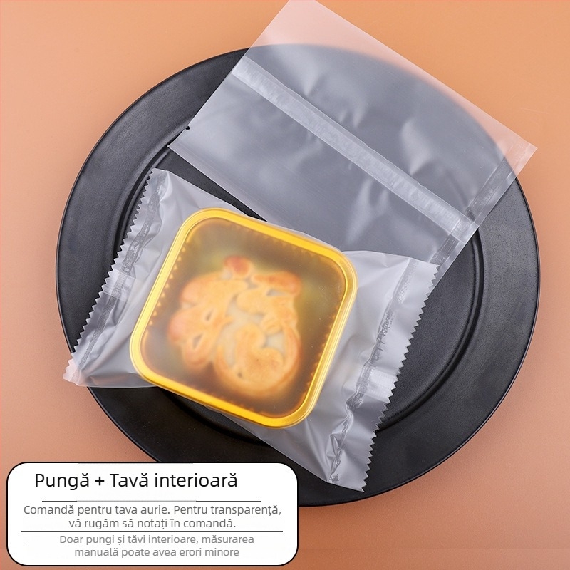 Saci transparente sigilate cu margine zig-zag pentru biscuiți cu nugat, Mooncakes Mid-Autumn, ambalaj pudră ceai cu flori