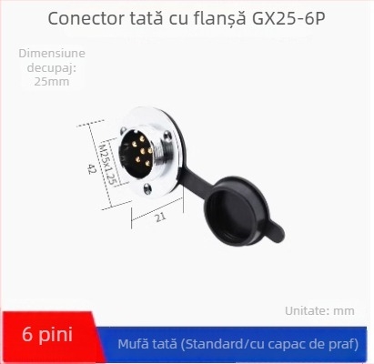GX25-2 conector aeronautic, 3–8 pini, nuclee 9/10P12, conector flanșat femelă–mascul DF25M