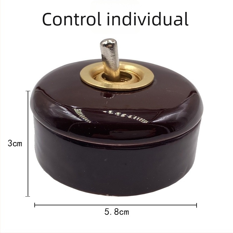 Comutator cu levier ceramic în stil retro, montaj pe suprafață, rotund, control simplu/dublu