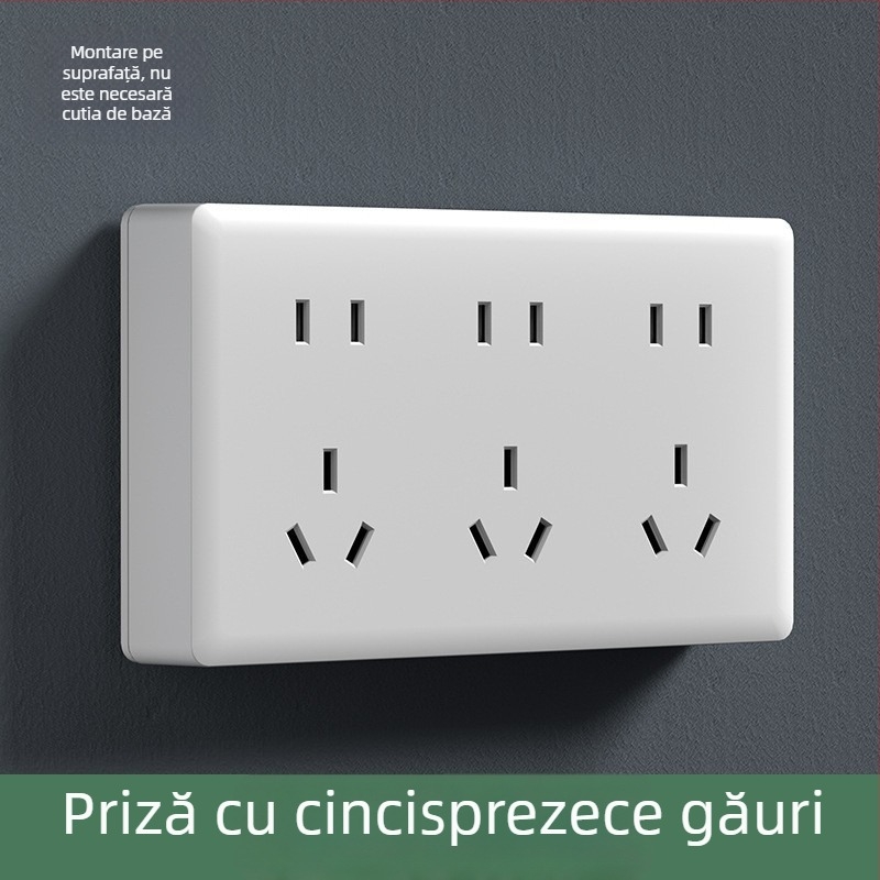 Intrerupător priză montat pe suprafață, tip 86, mare panou, prize cu cinci găuri și trei găuri, 16 A, pentru uz casnic