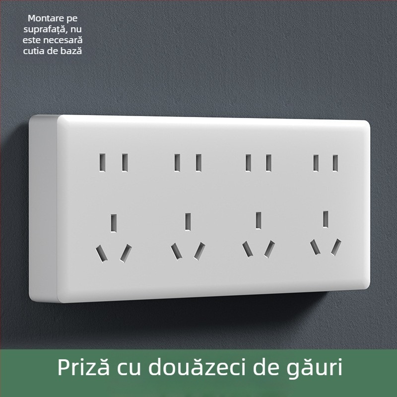 Intrerupător priză montat pe suprafață, tip 86, mare panou, prize cu cinci găuri și trei găuri, 16 A, pentru uz casnic