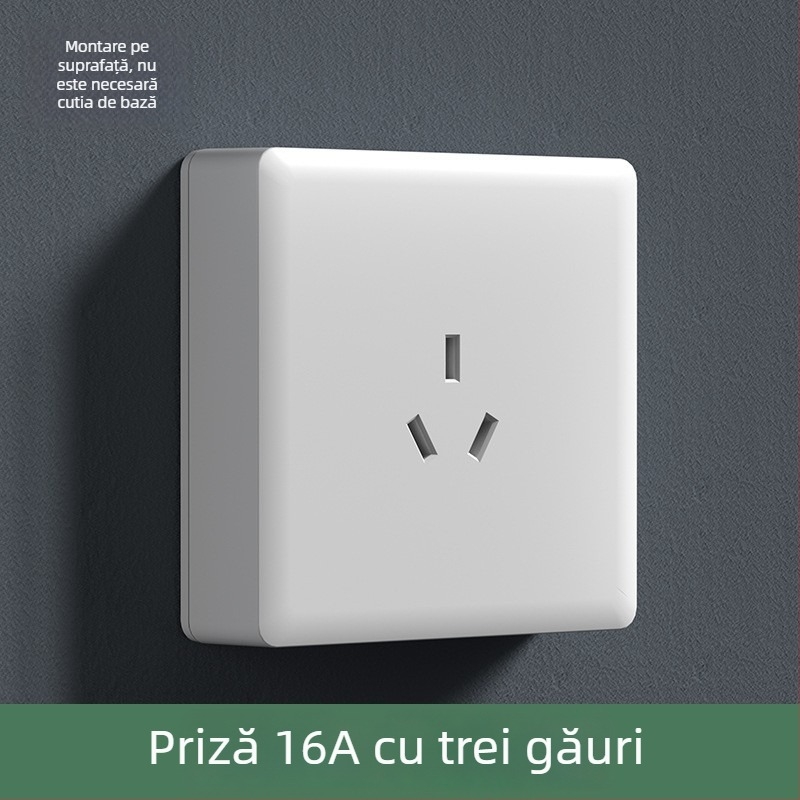 Intrerupător priză montat pe suprafață, tip 86, mare panou, prize cu cinci găuri și trei găuri, 16 A, pentru uz casnic