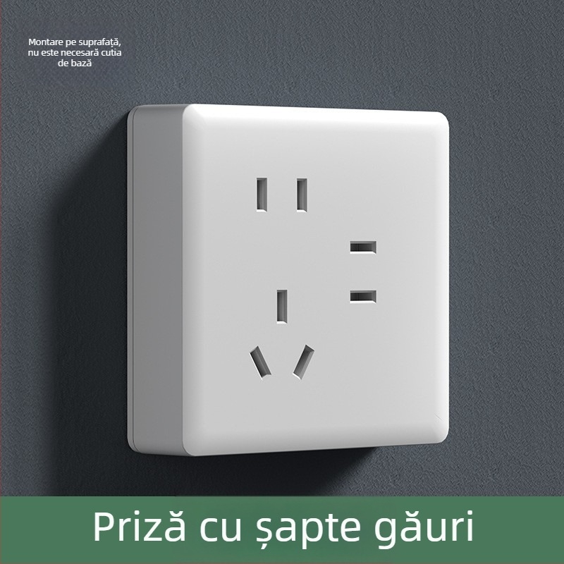 Intrerupător priză montat pe suprafață, tip 86, mare panou, prize cu cinci găuri și trei găuri, 16 A, pentru uz casnic