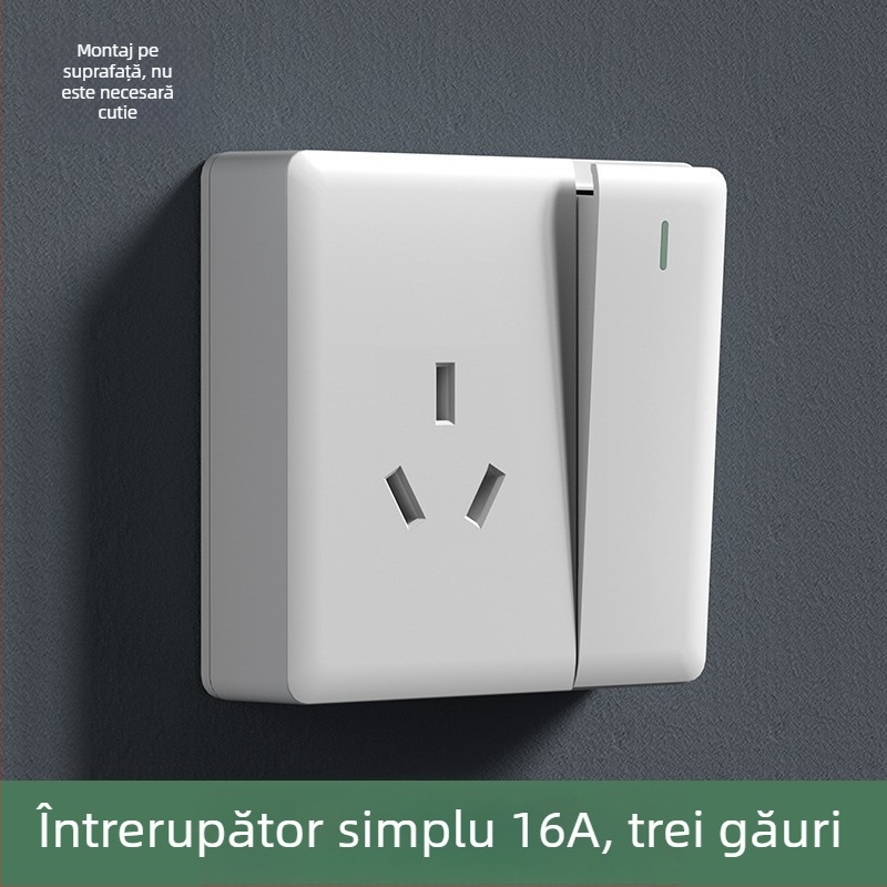 Intrerupător priză montat pe suprafață, tip 86, mare panou, prize cu cinci găuri și trei găuri, 16 A, pentru uz casnic