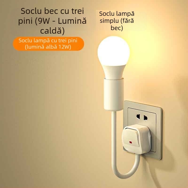 Lumină de noapte LED pentru noptieră, conectată la priză, pentru dormitor, economie de energie, super luminoasă, cu întrerupător