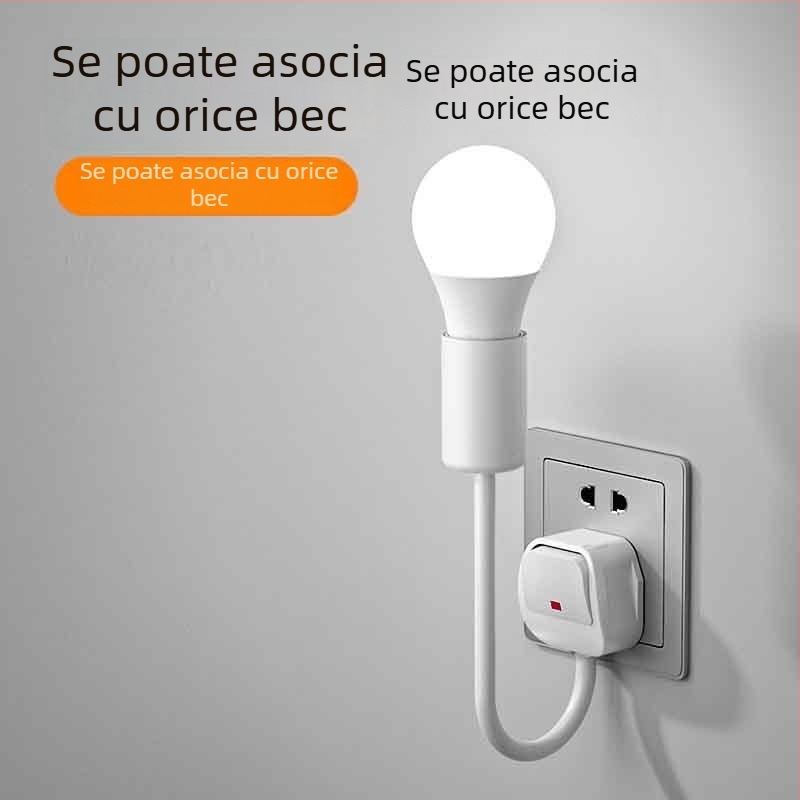 Lumină de noapte LED pentru noptieră, conectată la priză, pentru dormitor, economie de energie, super luminoasă, cu întrerupător