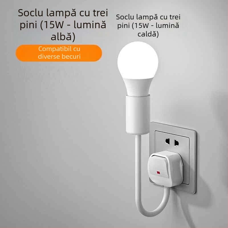 Lumină de noapte LED pentru noptieră, conectată la priză, pentru dormitor, economie de energie, super luminoasă, cu întrerupător