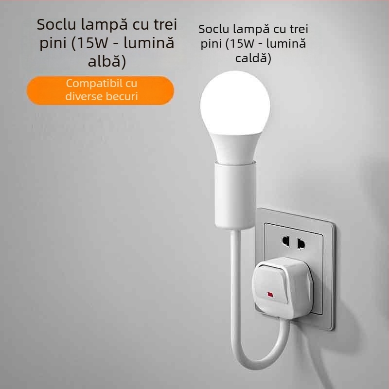 Lumină de noapte LED pentru noptieră, conectată la priză, pentru dormitor, economie de energie, super luminoasă, cu întrerupător