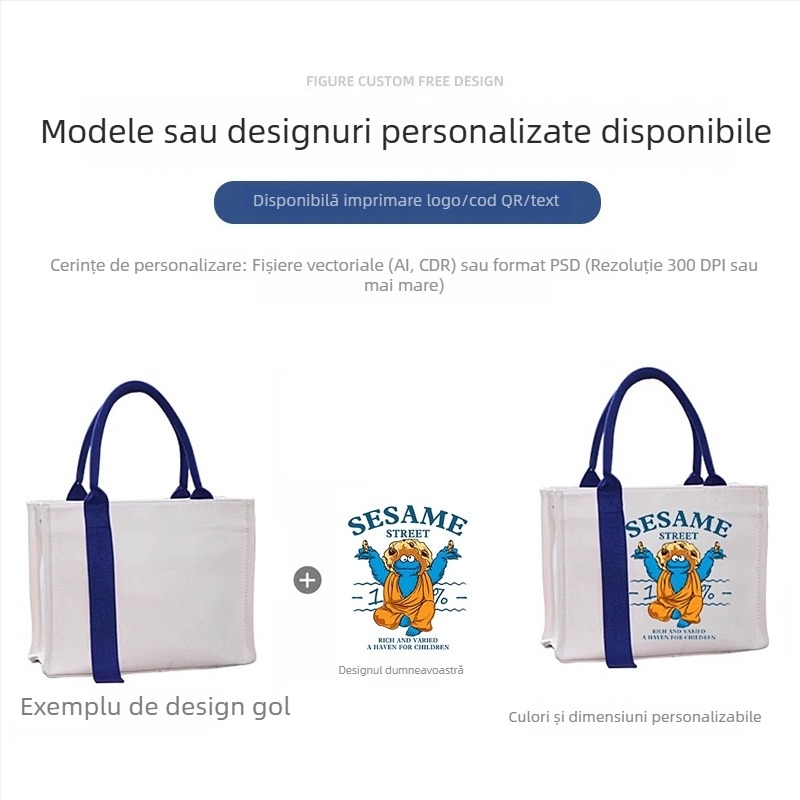 Geantă tote laminată goală, geantă din pânză, geantă de mână din bumbac, geantă pentru studenți în publicitate culturală și creativă, cu logo personalizat
