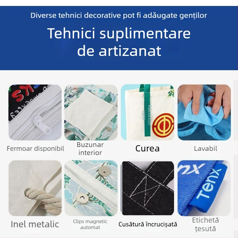 Geantă tote laminată goală, geantă din pânză, geantă de mână din bumbac, geantă pentru studenți în publicitate culturală și creativă, cu logo personalizat