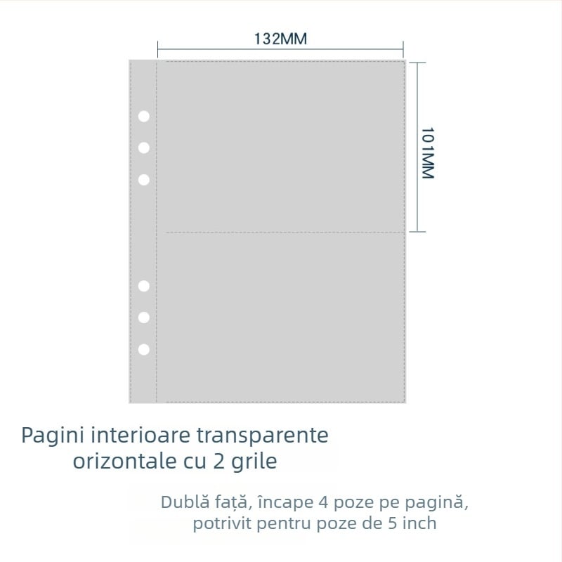 A5 stil coreean, mapă cu 6 găuri, capac rigid, pentru fotografii 3×5 inch și carduri cu vedete