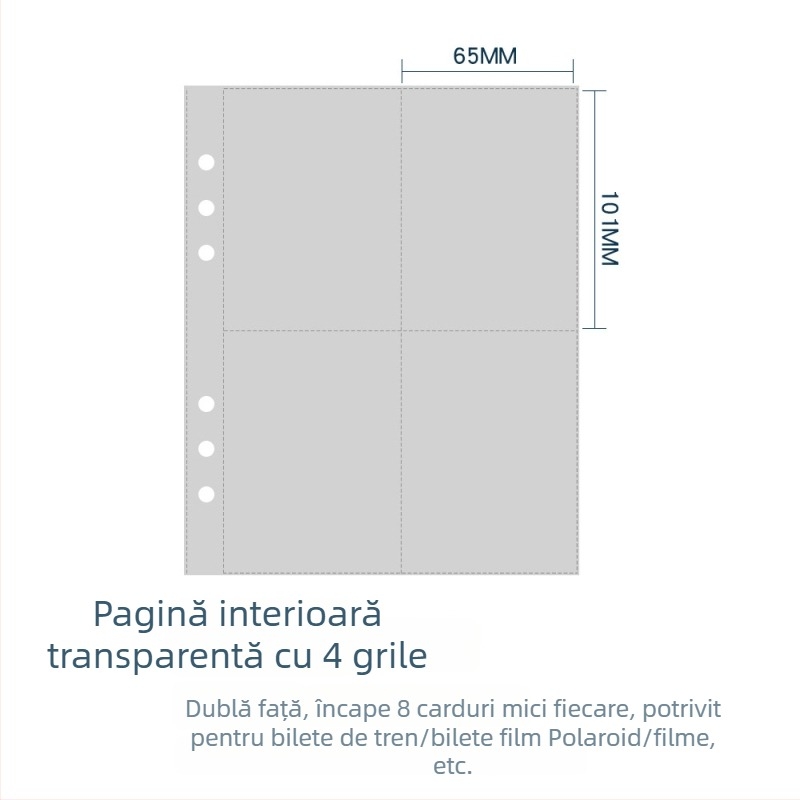 A5 stil coreean, mapă cu 6 găuri, capac rigid, pentru fotografii 3×5 inch și carduri cu vedete