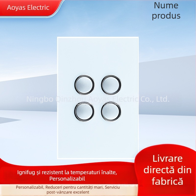 Panou întrerupător din sticlă pentru perete, certificat SAA australian, 220-250V