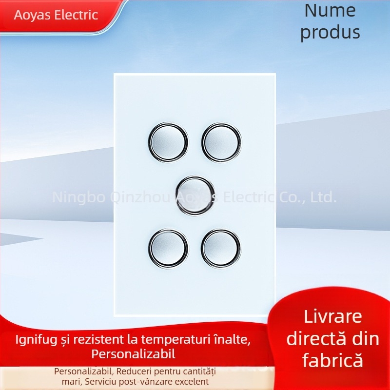 Panou întrerupător din sticlă pentru perete, certificat SAA australian, 220-250V