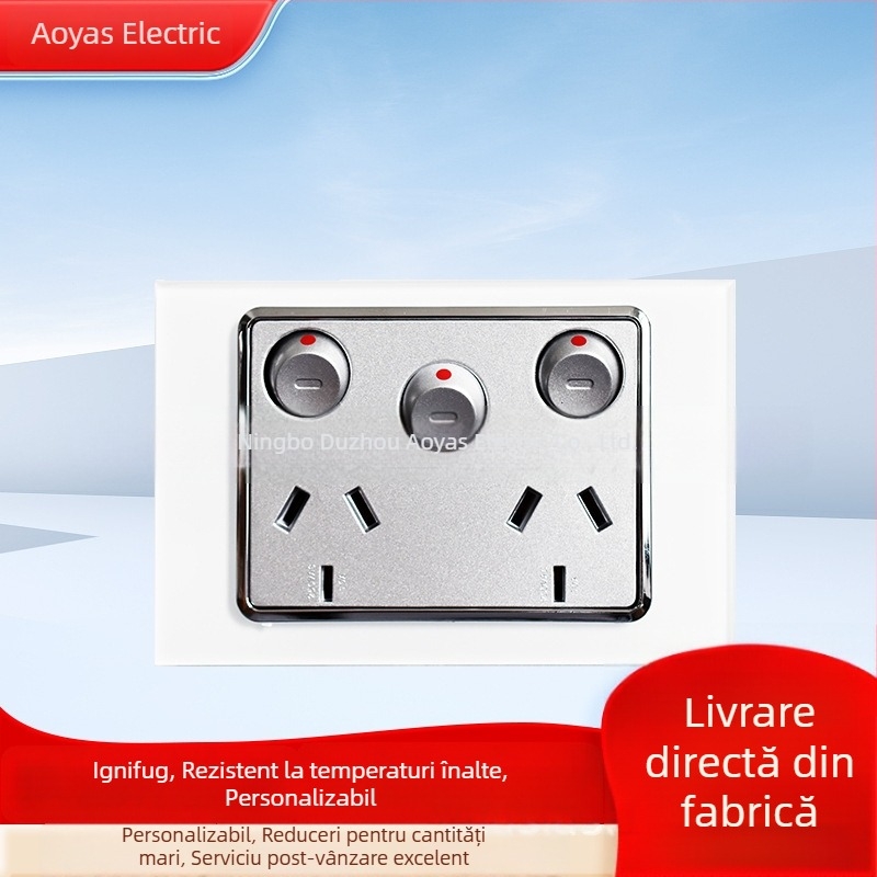 Panou întrerupător din sticlă pentru perete, certificat SAA australian, 220-250V