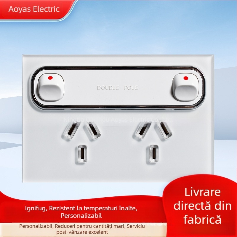 Panou întrerupător din sticlă pentru perete, certificat SAA australian, 220-250V