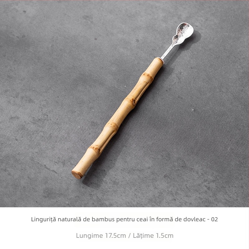 Set de accesorii pentru ceremonia ceaiului, în stil antic, bambus mov – lingură de ceai din bambus, linguriță, bețtișor de bambus, lingură pentru ceai, Șase domni
