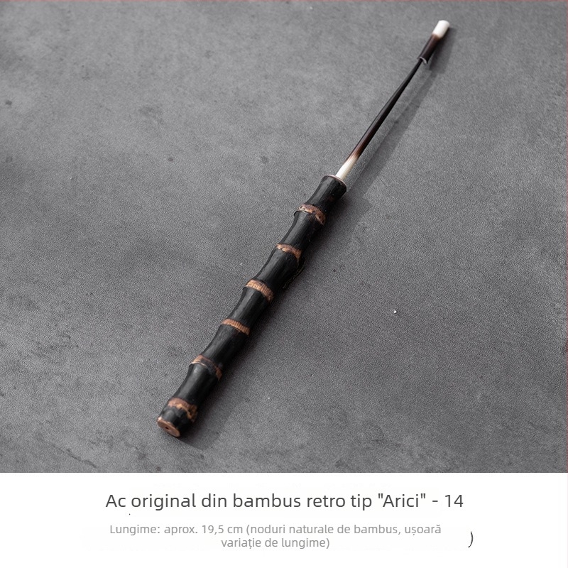 Set de accesorii pentru ceremonia ceaiului, în stil antic, bambus mov – lingură de ceai din bambus, linguriță, bețtișor de bambus, lingură pentru ceai, Șase domni