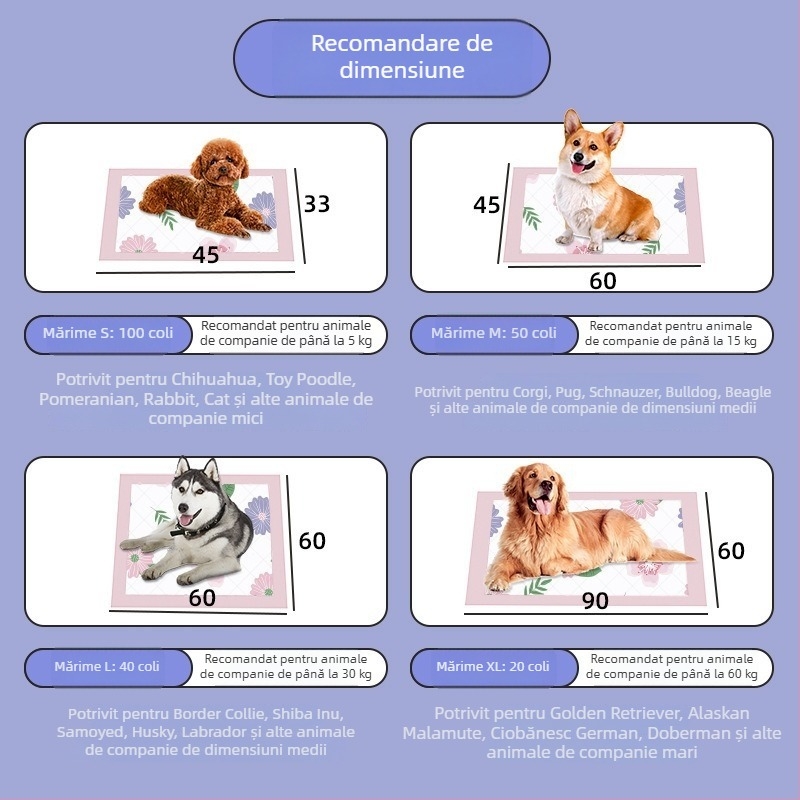 Tampoane de unică folosință pentru animale de companie, dimensiune mare, 7 straturi, groase, absorbante și cu controlul mirosurilor, pentru exterior