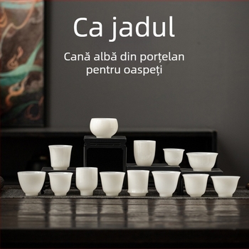 Ceșcuță de ceai din porțelan alb, glazură tip gheață, ceașcă individuală pentru ceai gongfu, uz casnic
