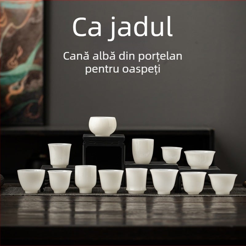Ceșcuță de ceai din porțelan alb, glazură tip gheață, ceașcă individuală pentru ceai gongfu, uz casnic